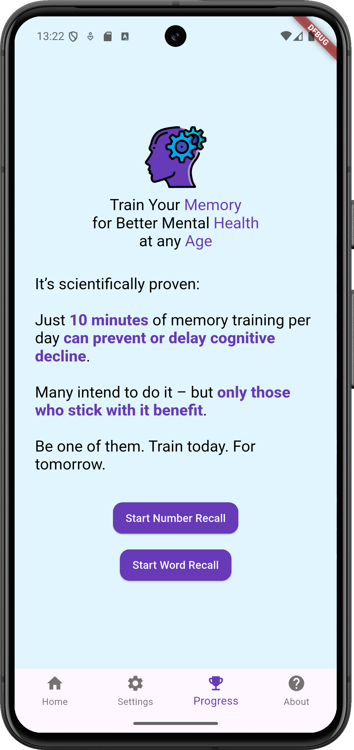Screenshot of MQ Memory Training App